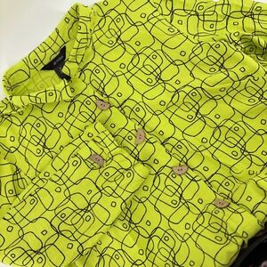 Ali Miles XL Green Abstract Print 3/4 Sleeve Button Up Tunic Art to‎ Wear